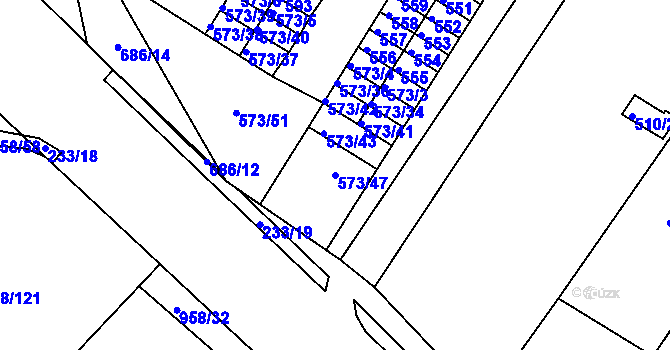 Parcela st. 573/47 v KÚ Všebořice, Katastrální mapa