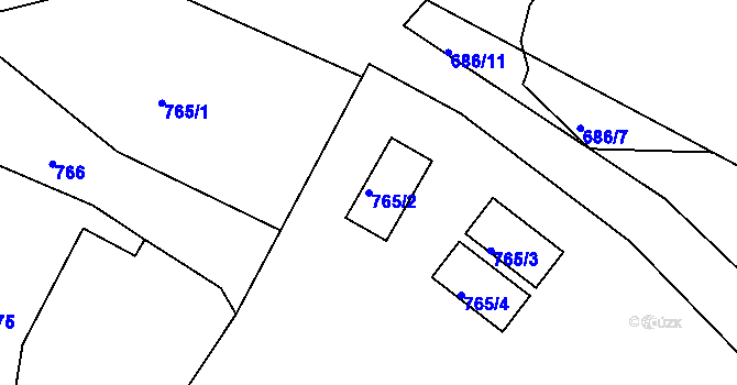 Parcela st. 765/2 v KÚ Všebořice, Katastrální mapa