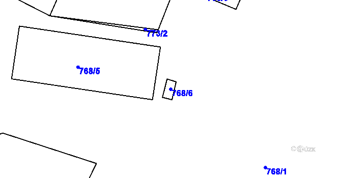 Parcela st. 768/6 v KÚ Všebořice, Katastrální mapa