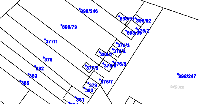 Parcela st. 898/2 v KÚ Všebořice, Katastrální mapa
