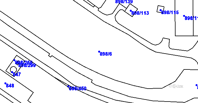 Parcela st. 898/6 v KÚ Všebořice, Katastrální mapa