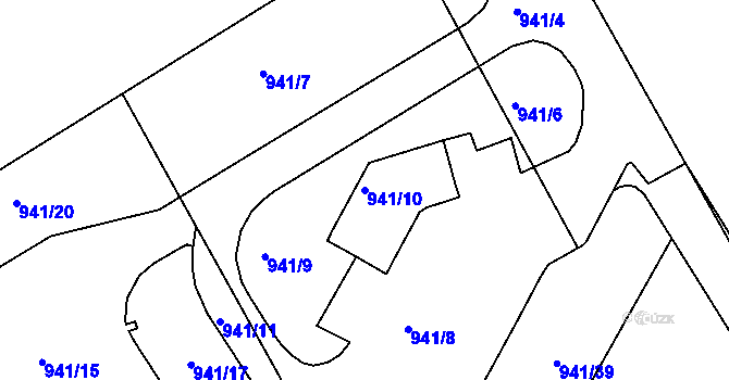 Parcela st. 941/10 v KÚ Všebořice, Katastrální mapa