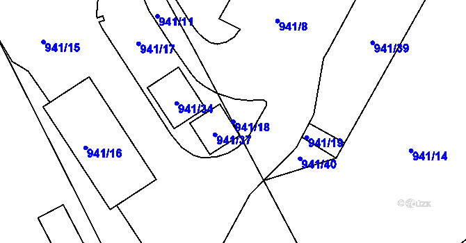 Parcela st. 941/18 v KÚ Všebořice, Katastrální mapa