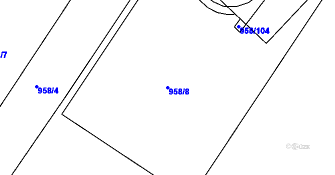 Parcela st. 958/8 v KÚ Všebořice, Katastrální mapa