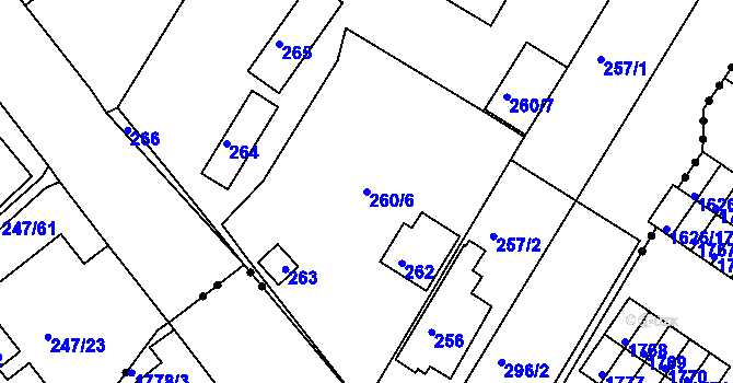 Parcela st. 260/6 v KÚ Všebořice, Katastrální mapa