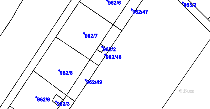 Parcela st. 962/48 v KÚ Všebořice, Katastrální mapa