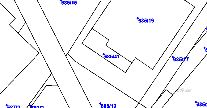 Parcela st. 685/41 v KÚ Všebořice, Katastrální mapa