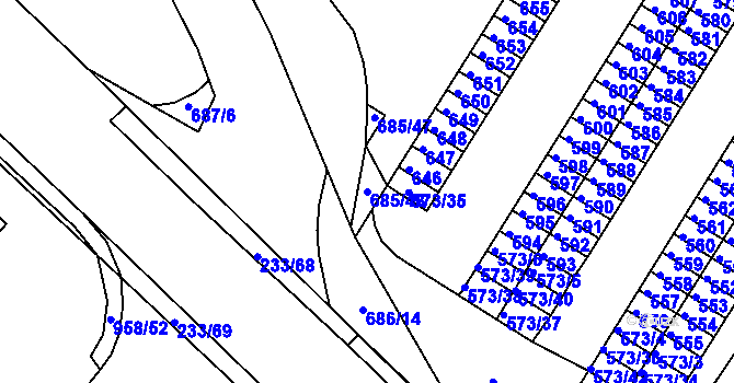 Parcela st. 685/48 v KÚ Všebořice, Katastrální mapa