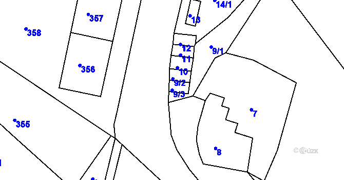 Parcela st. 9/3 v KÚ Střekov, Katastrální mapa