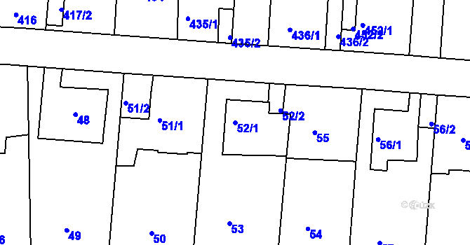 Parcela st. 52/1 v KÚ Střekov, Katastrální mapa