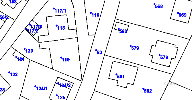 Parcela st. 63 v KÚ Střekov, Katastrální mapa