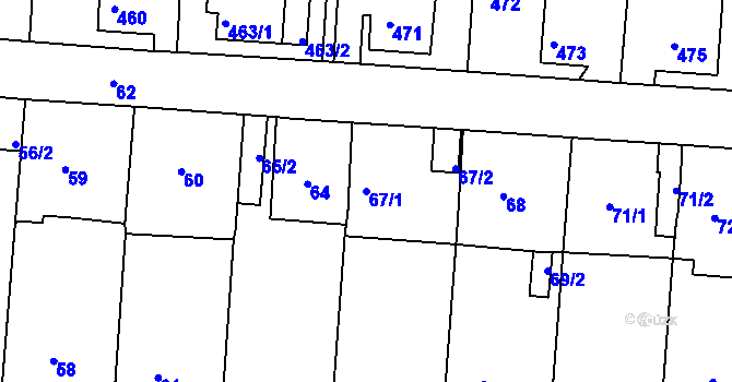 Parcela st. 67/1 v KÚ Střekov, Katastrální mapa