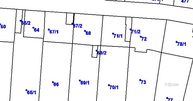 Parcela st. 69/2 v KÚ Střekov, Katastrální mapa