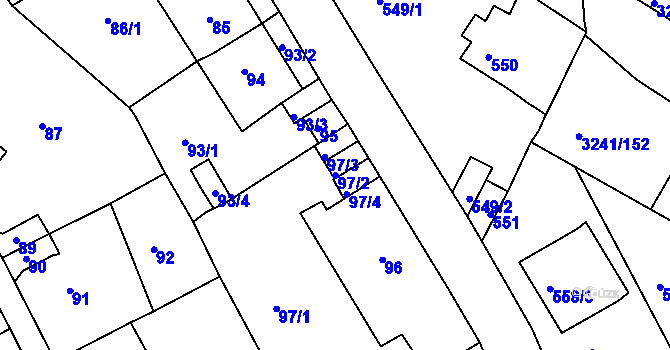 Parcela st. 97/2 v KÚ Střekov, Katastrální mapa