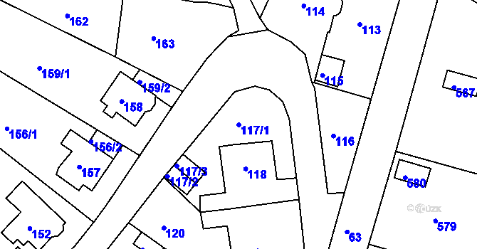 Parcela st. 117/1 v KÚ Střekov, Katastrální mapa