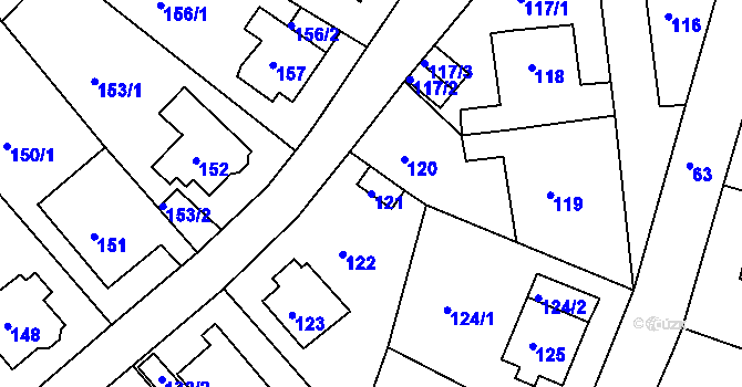 Parcela st. 121 v KÚ Střekov, Katastrální mapa