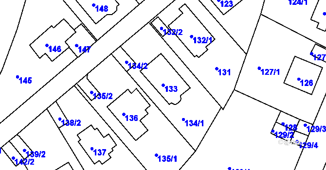 Parcela st. 133 v KÚ Střekov, Katastrální mapa