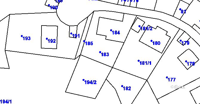 Parcela st. 183 v KÚ Střekov, Katastrální mapa