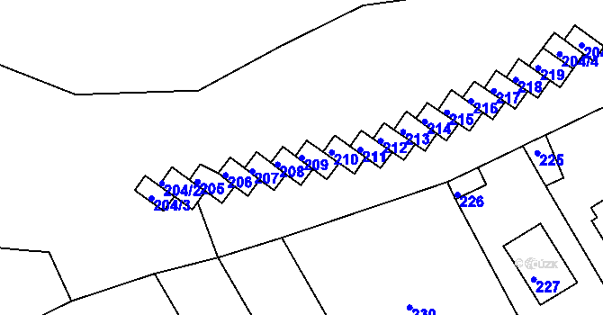 Parcela st. 209 v KÚ Střekov, Katastrální mapa