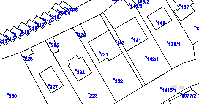 Parcela st. 221 v KÚ Střekov, Katastrální mapa