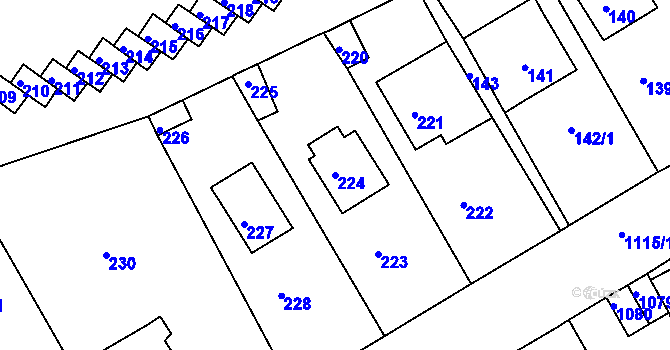 Parcela st. 224 v KÚ Střekov, Katastrální mapa