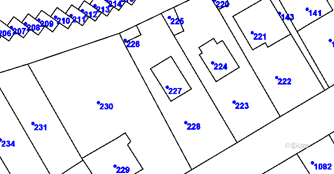 Parcela st. 227 v KÚ Střekov, Katastrální mapa