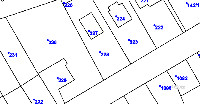Parcela st. 228 v KÚ Střekov, Katastrální mapa