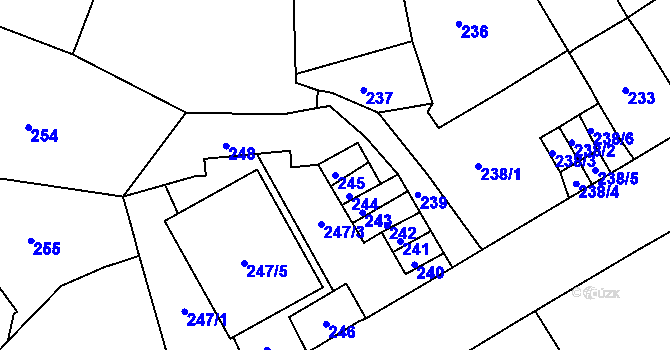 Parcela st. 245 v KÚ Střekov, Katastrální mapa