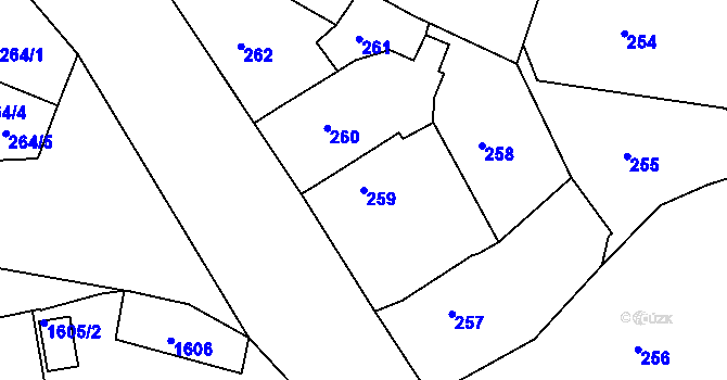 Parcela st. 259 v KÚ Střekov, Katastrální mapa