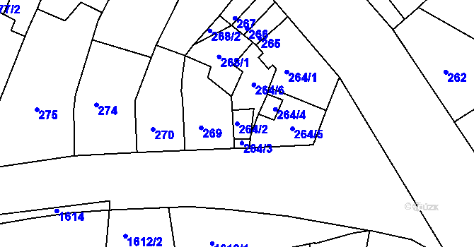 Parcela st. 264/2 v KÚ Střekov, Katastrální mapa