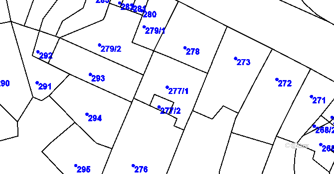 Parcela st. 277/1 v KÚ Střekov, Katastrální mapa