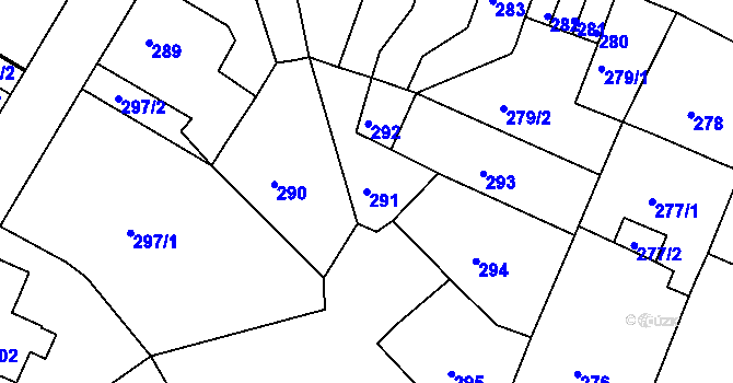 Parcela st. 291 v KÚ Střekov, Katastrální mapa