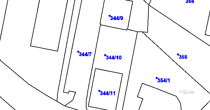 Parcela st. 344/10 v KÚ Střekov, Katastrální mapa