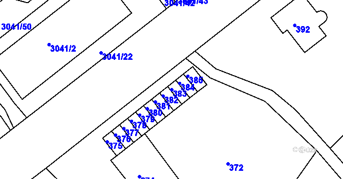 Parcela st. 383 v KÚ Střekov, Katastrální mapa
