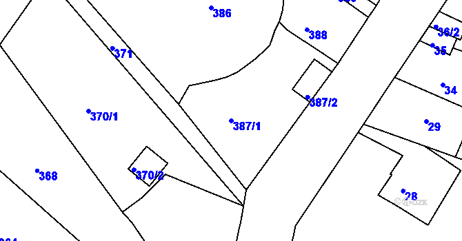 Parcela st. 387/1 v KÚ Střekov, Katastrální mapa