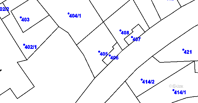 Parcela st. 405 v KÚ Střekov, Katastrální mapa