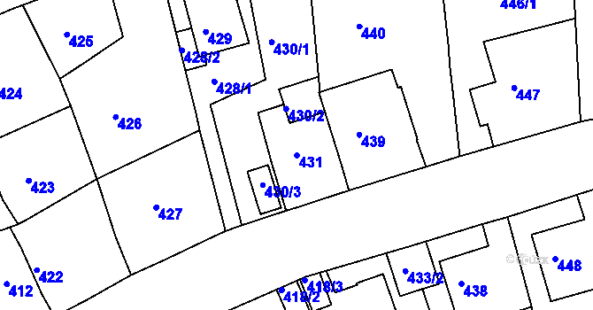 Parcela st. 431 v KÚ Střekov, Katastrální mapa