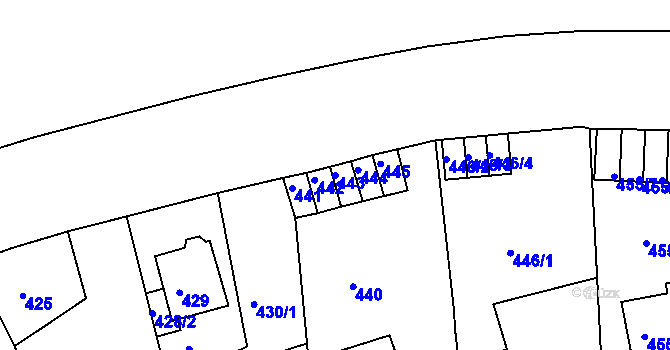 Parcela st. 443 v KÚ Střekov, Katastrální mapa