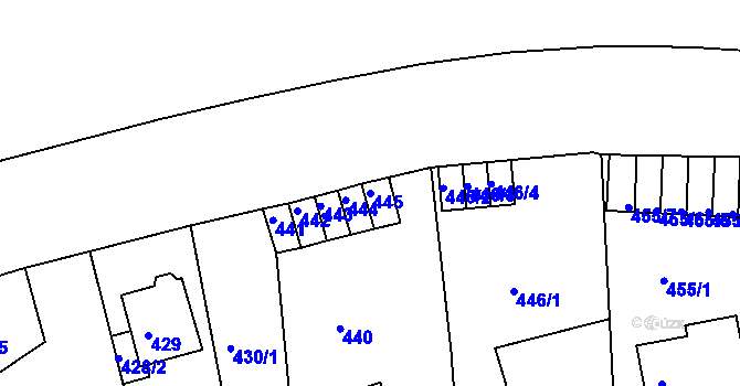 Parcela st. 445 v KÚ Střekov, Katastrální mapa