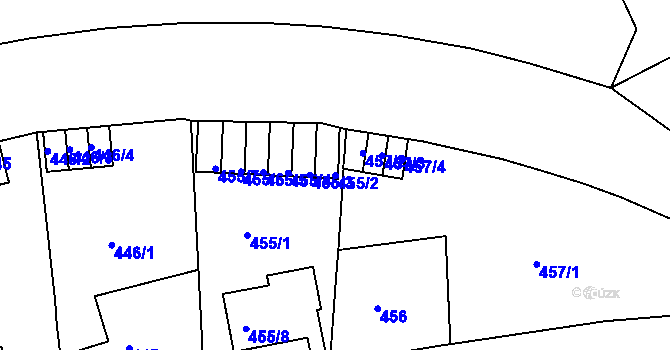 Parcela st. 455/2 v KÚ Střekov, Katastrální mapa
