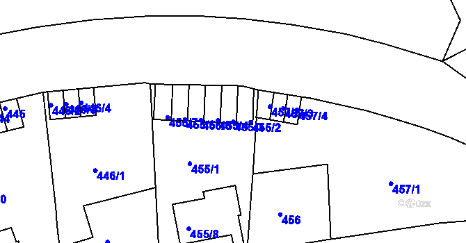 Parcela st. 455/3 v KÚ Střekov, Katastrální mapa