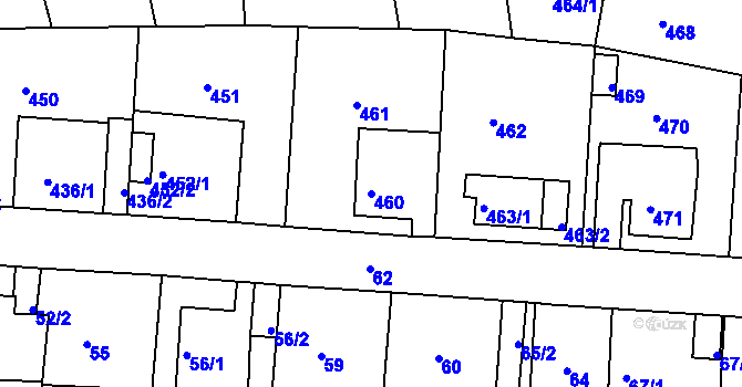 Parcela st. 460 v KÚ Střekov, Katastrální mapa