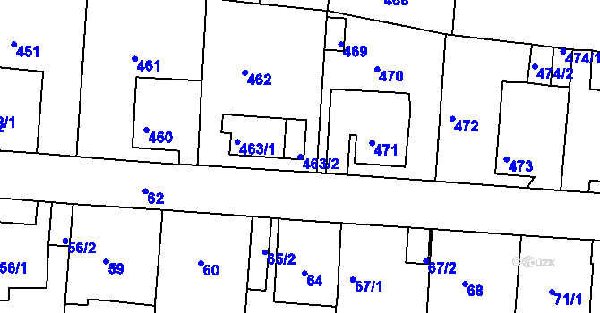 Parcela st. 463/2 v KÚ Střekov, Katastrální mapa