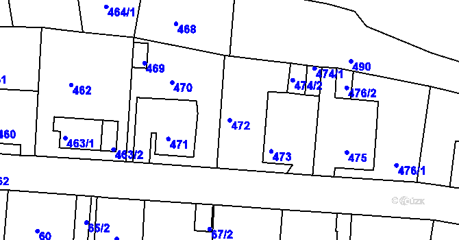 Parcela st. 472 v KÚ Střekov, Katastrální mapa