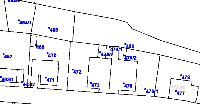 Parcela st. 474/2 v KÚ Střekov, Katastrální mapa