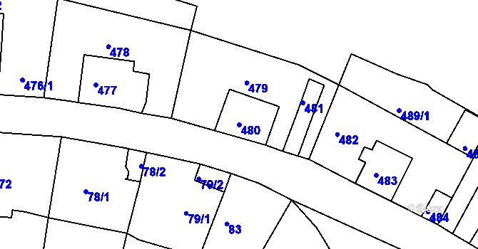 Parcela st. 480 v KÚ Střekov, Katastrální mapa