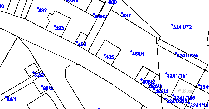 Parcela st. 485 v KÚ Střekov, Katastrální mapa