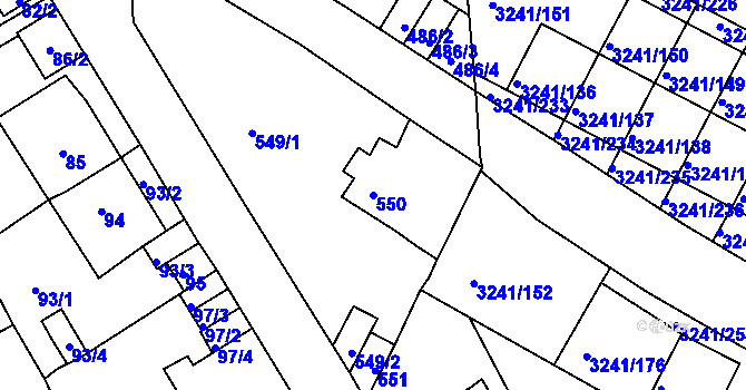 Parcela st. 550 v KÚ Střekov, Katastrální mapa