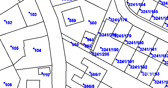 Parcela st. 562 v KÚ Střekov, Katastrální mapa