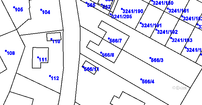 Parcela st. 566/8 v KÚ Střekov, Katastrální mapa